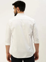 Men White Solid Casual Shirt-PARXPLAINDOBBY-3154-White