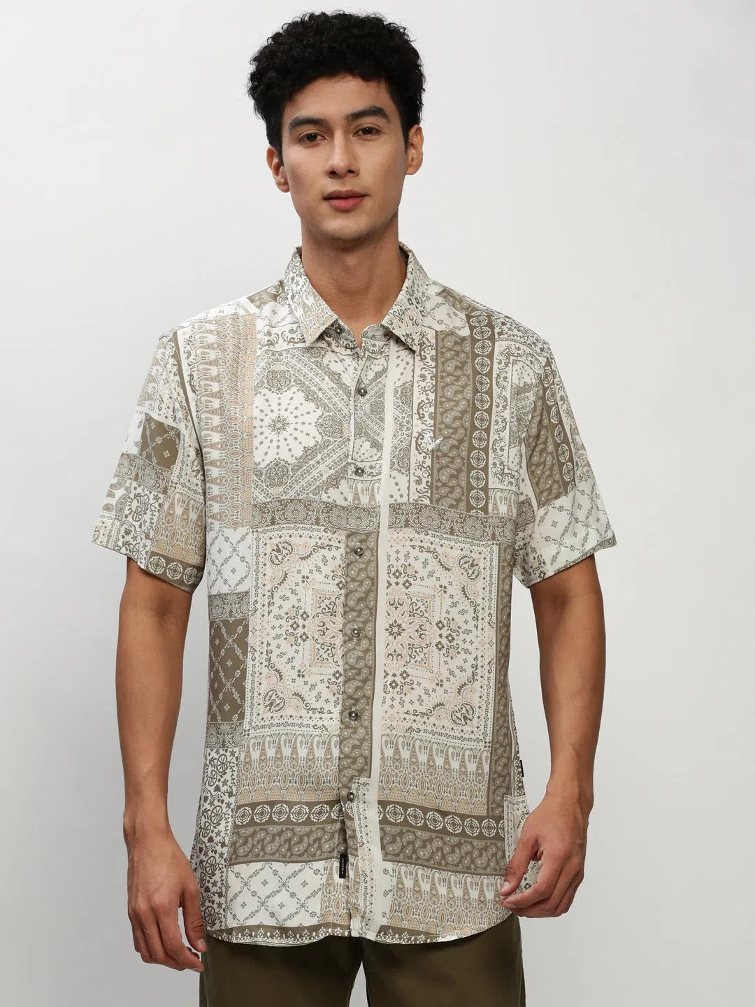 White Printed Mens Shirt - DesiQlo Cotton Casual Shirts