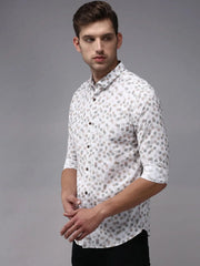 Men White Printed Casual Shirt-EASTIONPRINT-1431-White