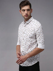 Men White Printed Casual Shirt-EASTIONPRINT-1431-White