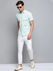 Men Green Printed Casual Shirt-PICOPRINT-2022-Seagreen