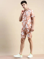 Men Peach Printed Casual Co ord Set-BLACKBERRY-1677-Peach