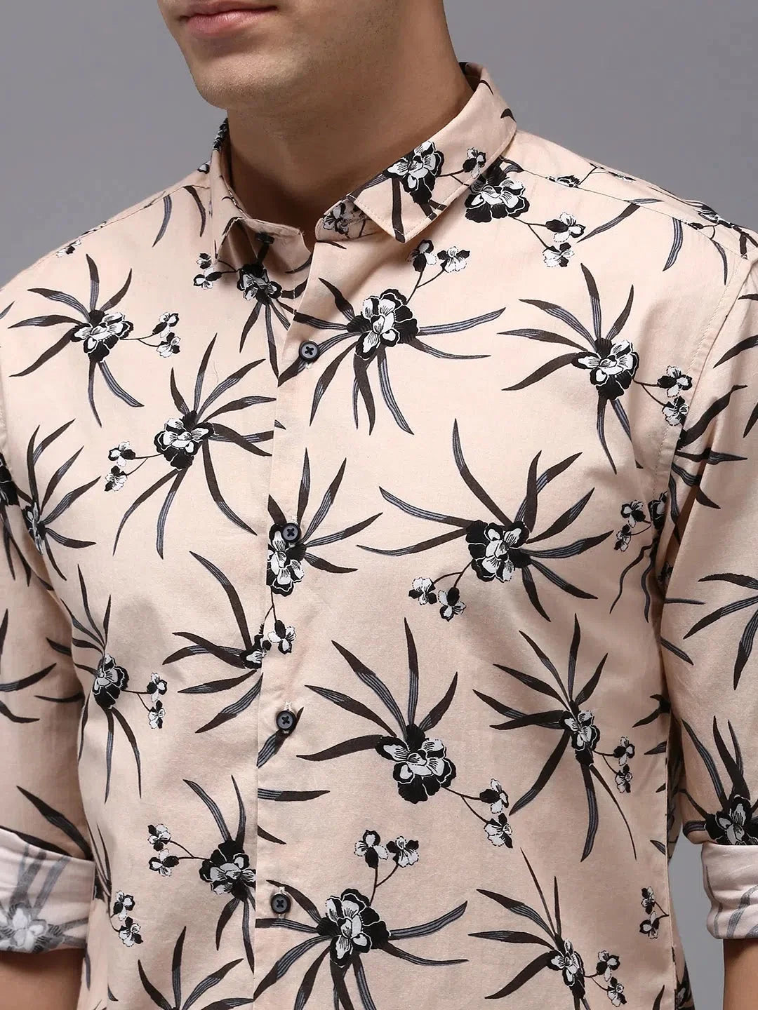 Mens Pink Printed Shirt - DesiQlo Cotton Casual Shirt