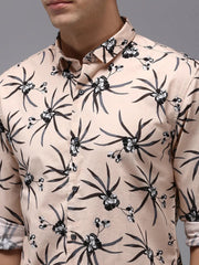 Men Pink Printed Casual Shirt-PARKERPRINT-1550-Peach