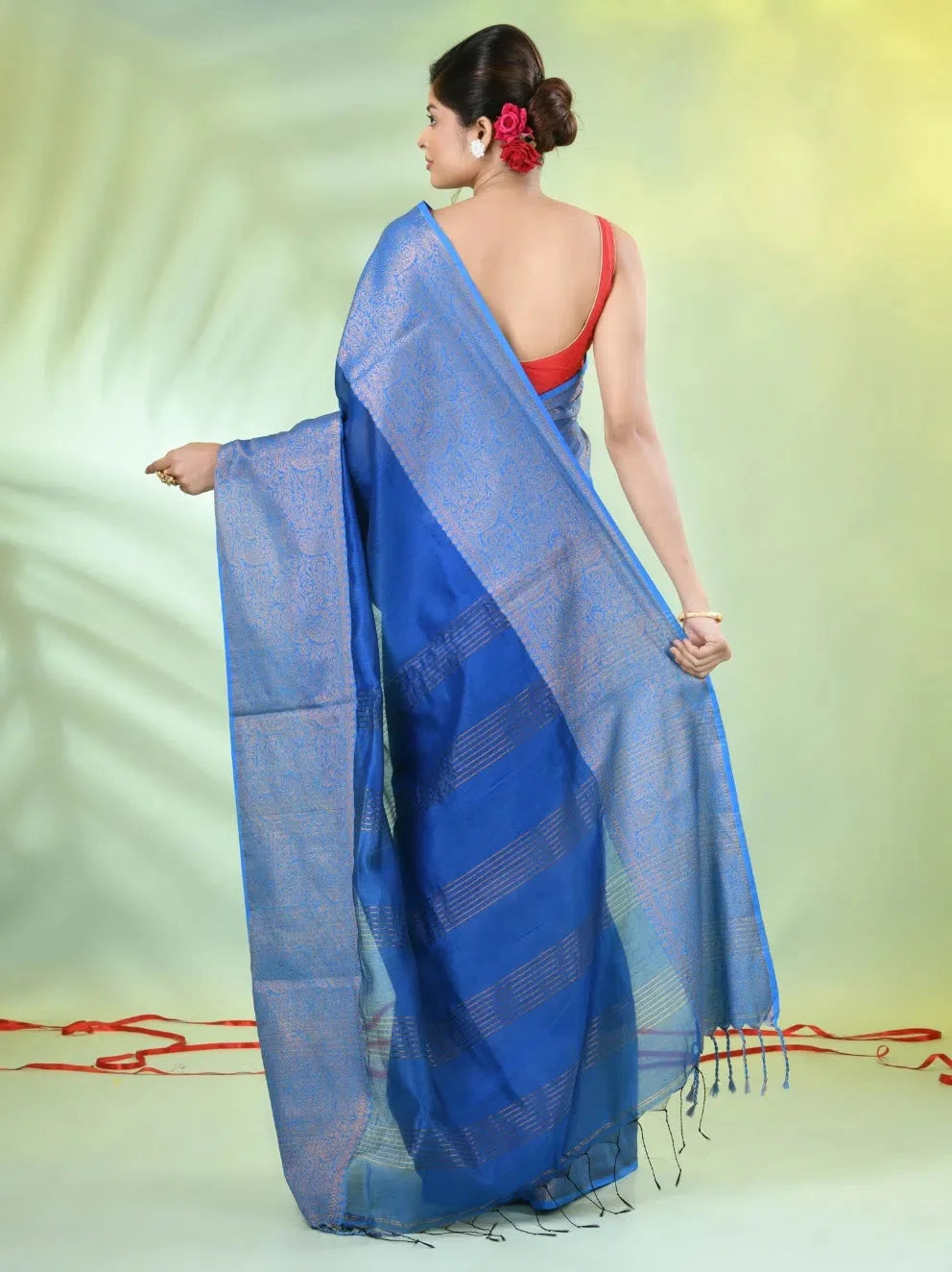 Sapphire Blue Cotton Saree | Indian Sarees with Zari