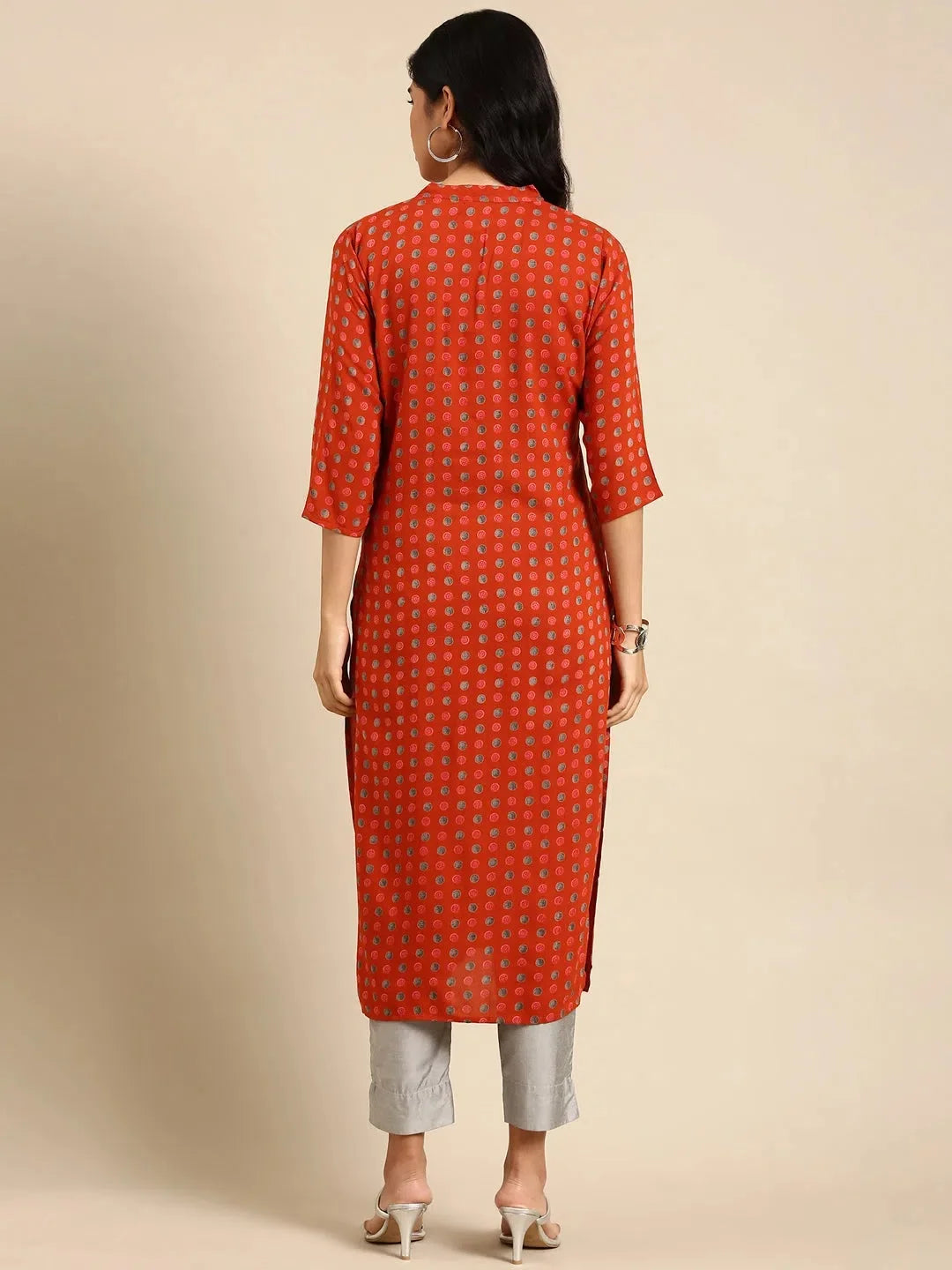 Orange Printed Kurta: Stylish Indian Kurtis for Women