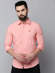 Men Peach Solid Casual Shirt-SHOPPEIMPORT-5223-Peach