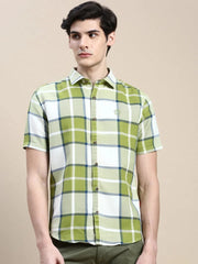 Men Green Checked Casual Shirt-WILLACHECKS-96-Green