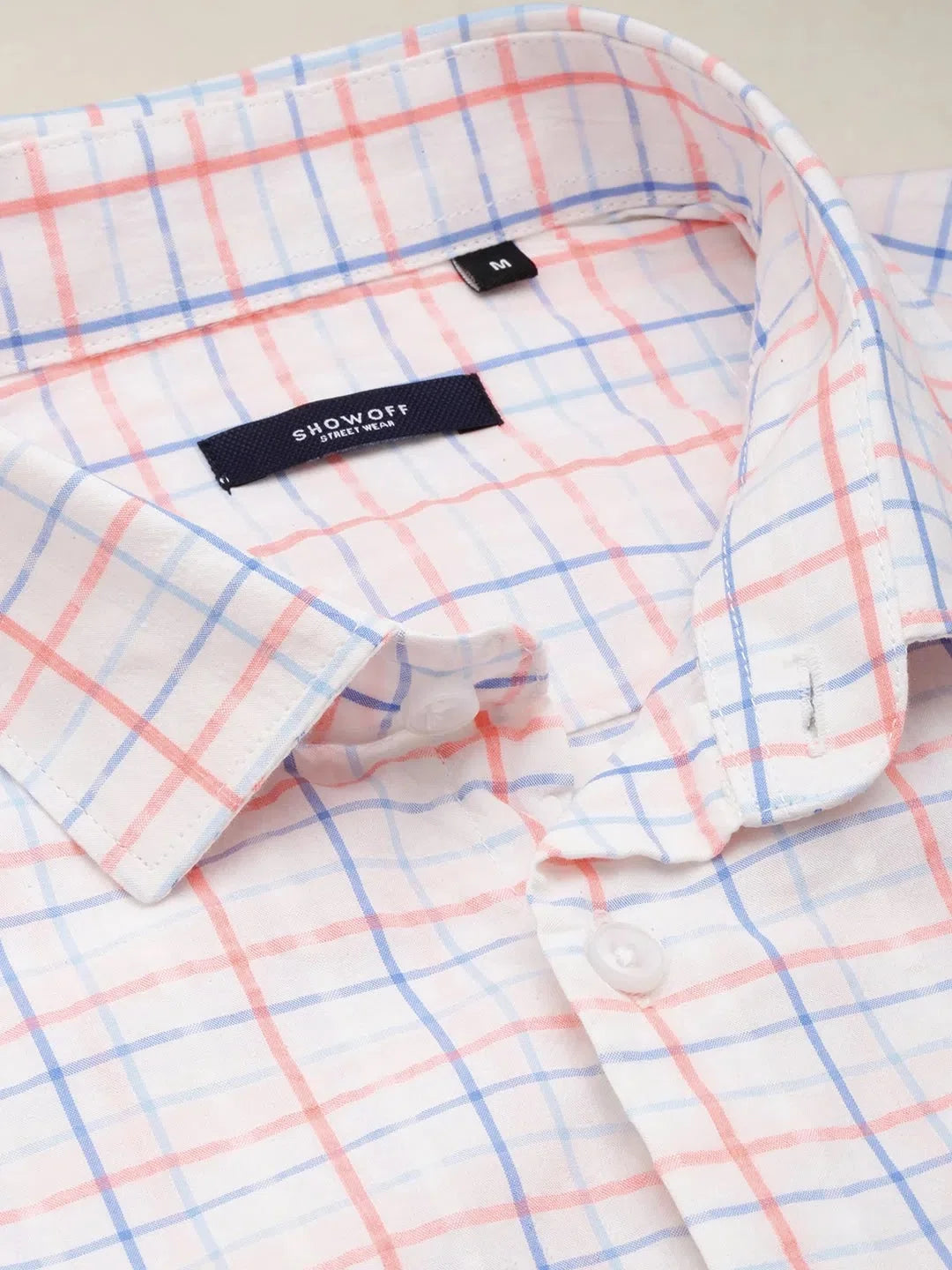 Men's White Checked Shirt - Cotton Casual Shirt Online
