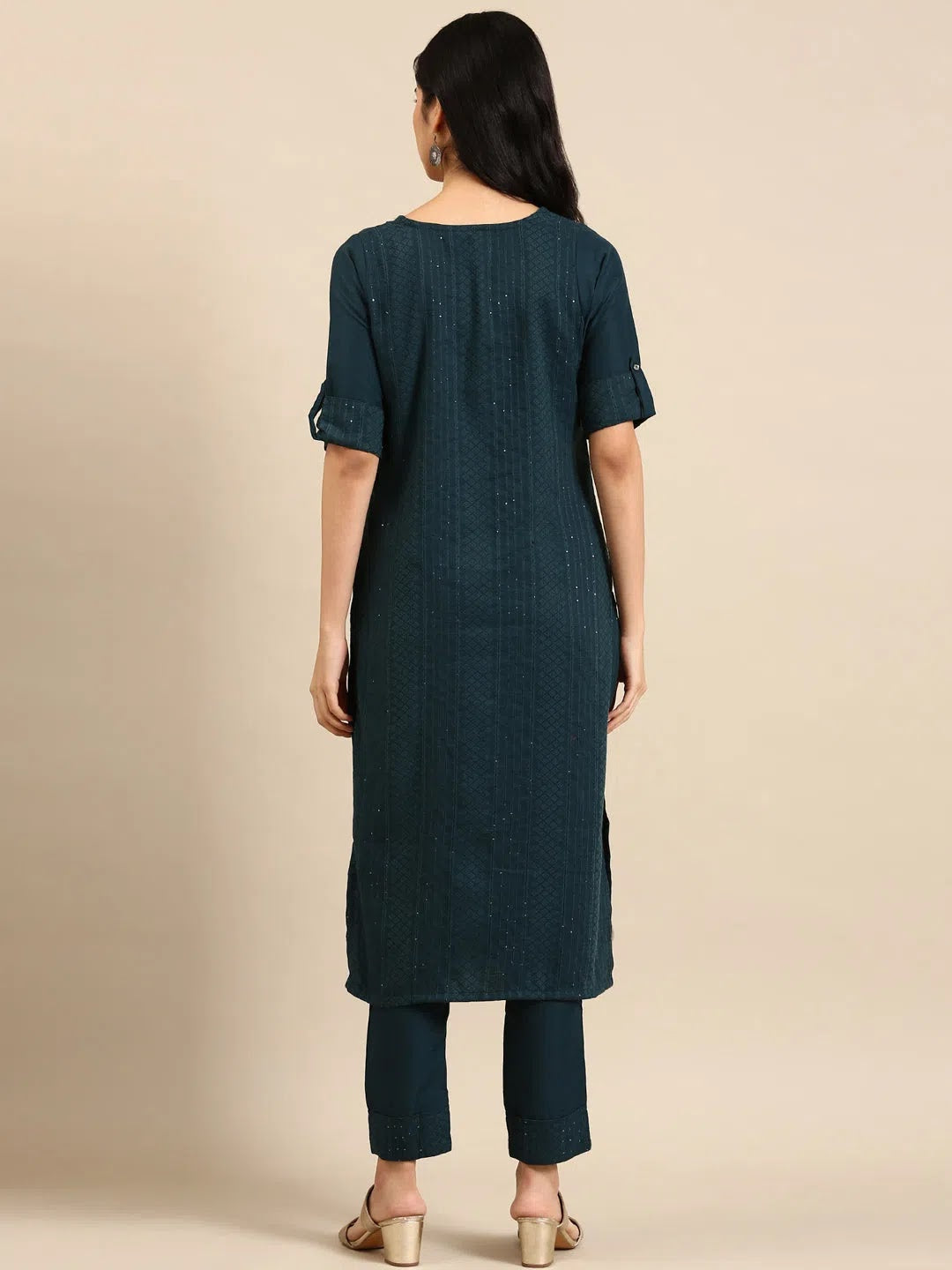 Green Printed Cotton Kurta Set | Women's Indian Kurta Set