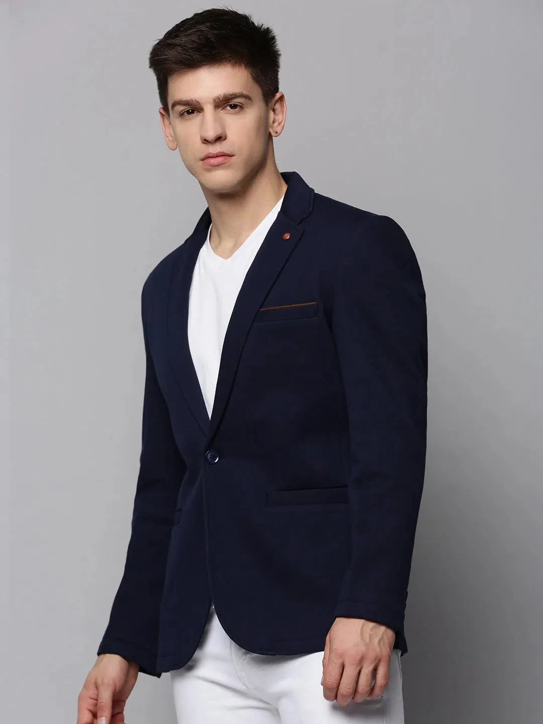 Navy Blue Nehru Jacket for Men: Solid Cotton, Ethnic Style