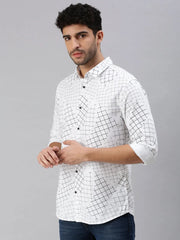 Men White Printed Casual Shirt-CORAPRINT-1114-White