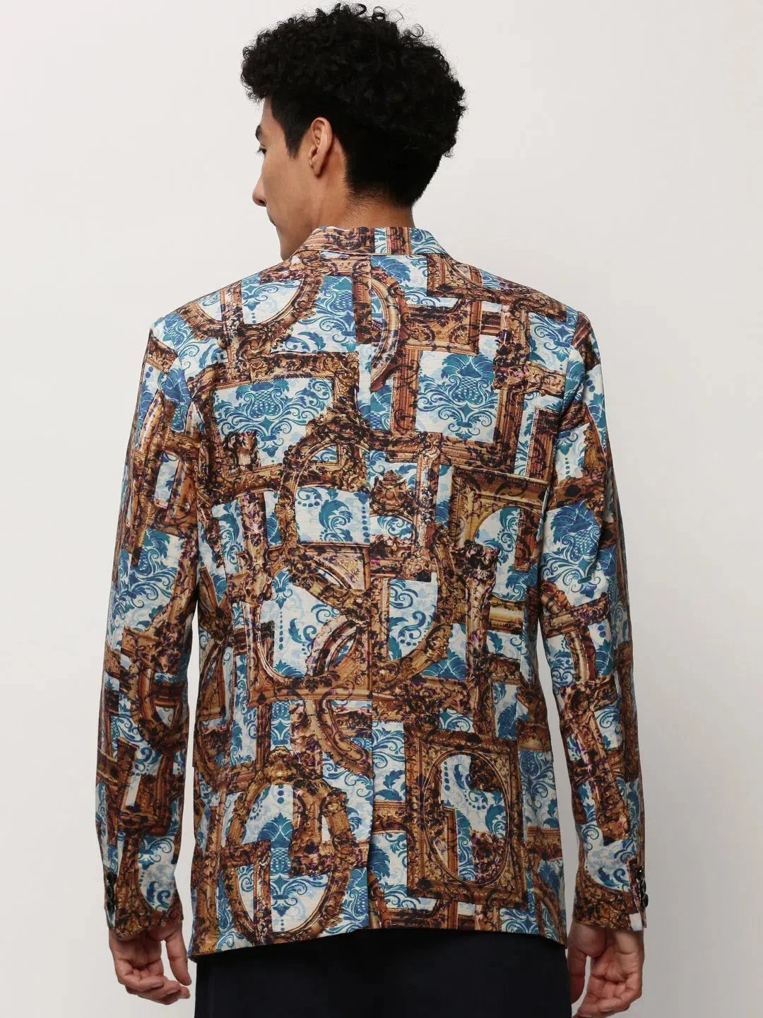 Brown Printed Casual Blazer | Men's Ethnic Wear - DesiQlo