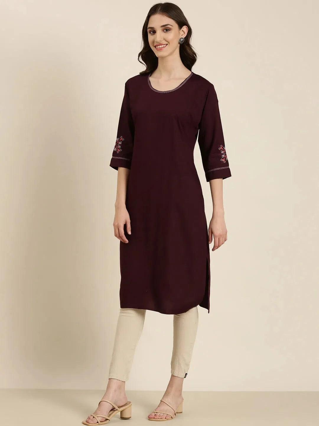 Purple Cotton Kurtas | Solid Indian Kurta Ladies by DesiQlo