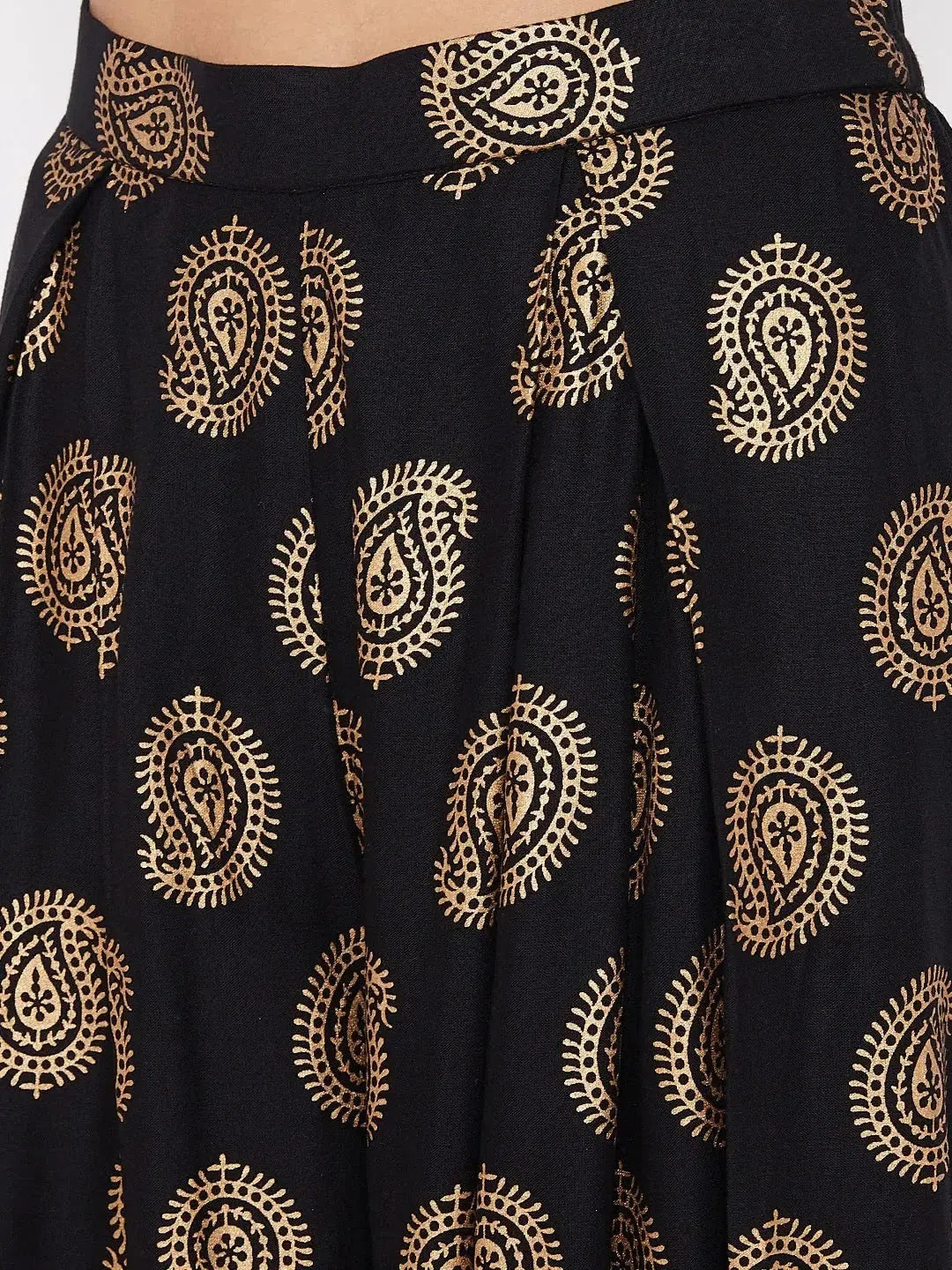 Black Crop Top & Palazzo Pants Set - Women's Rayon Comfort