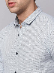 Men White Printed Casual Shirt-TKTPRINT-113-White
