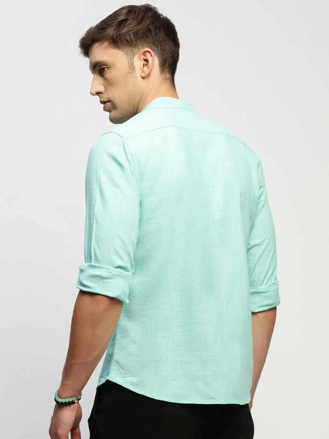 Green Solid Cotton Mens Shirt - Casual Style | DesiQlo
