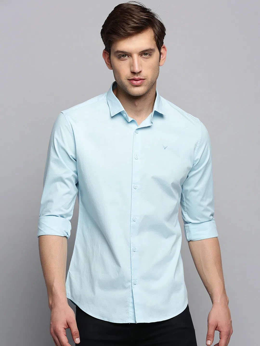 Blue Solid Mens Shirt - Cotton Casual Shirt | DesiQlo