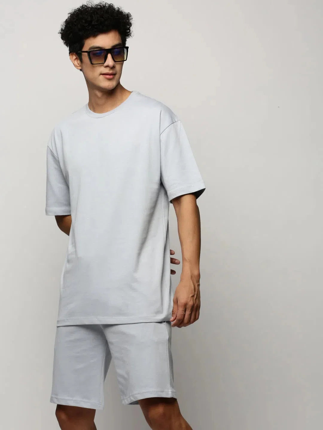 Men's Blue Solid Co ord Set | Casual Cotton Two Piece Sets Men