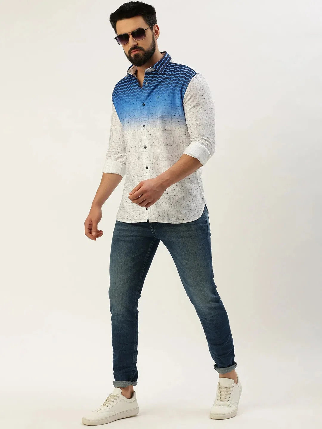 Trendy White Printed Mens Shirt | Cotton Casual Shirt - DesiQlo