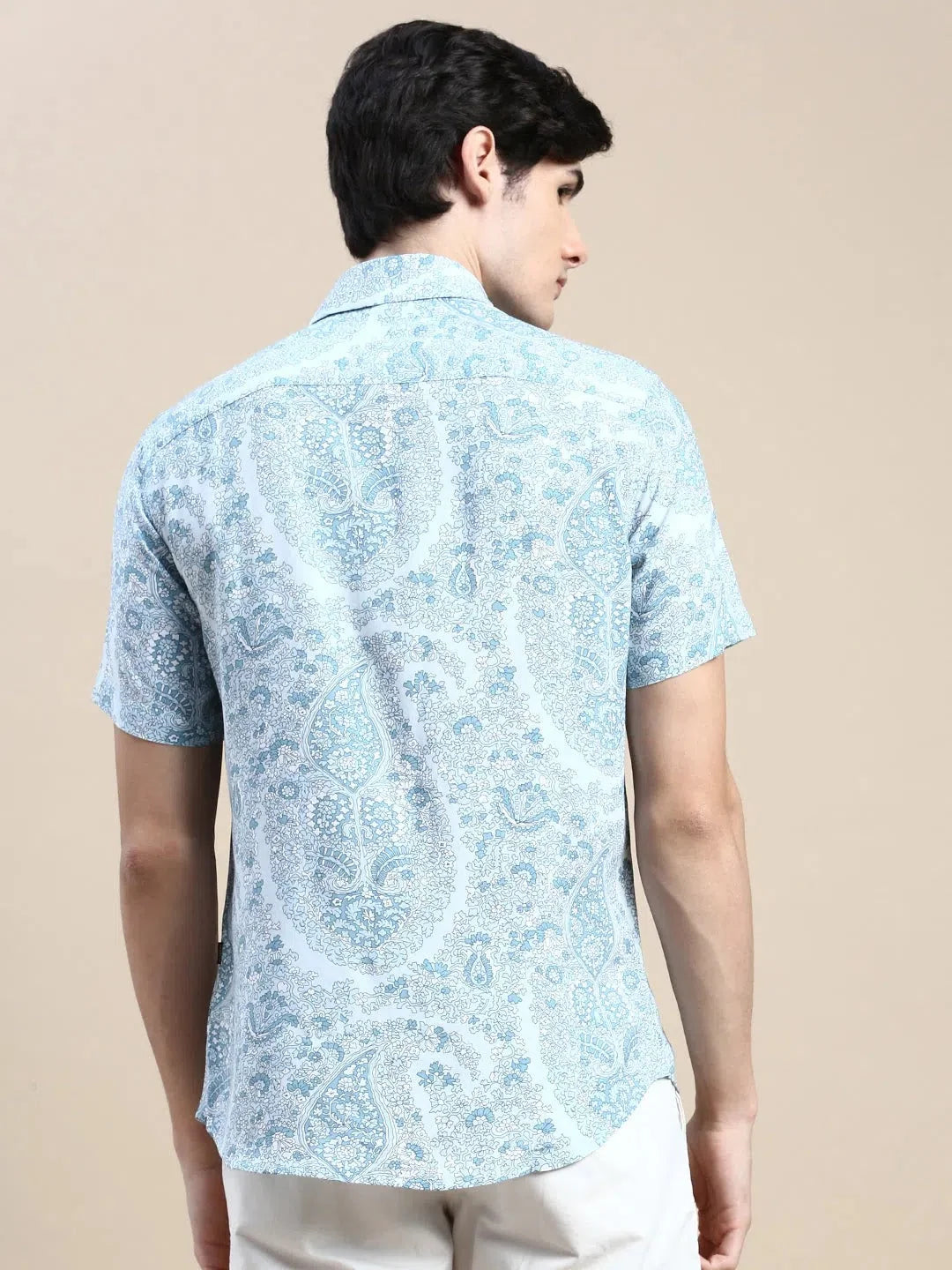 Blue Floral Cotton Mens Shirt | Casual Printed Shirt
