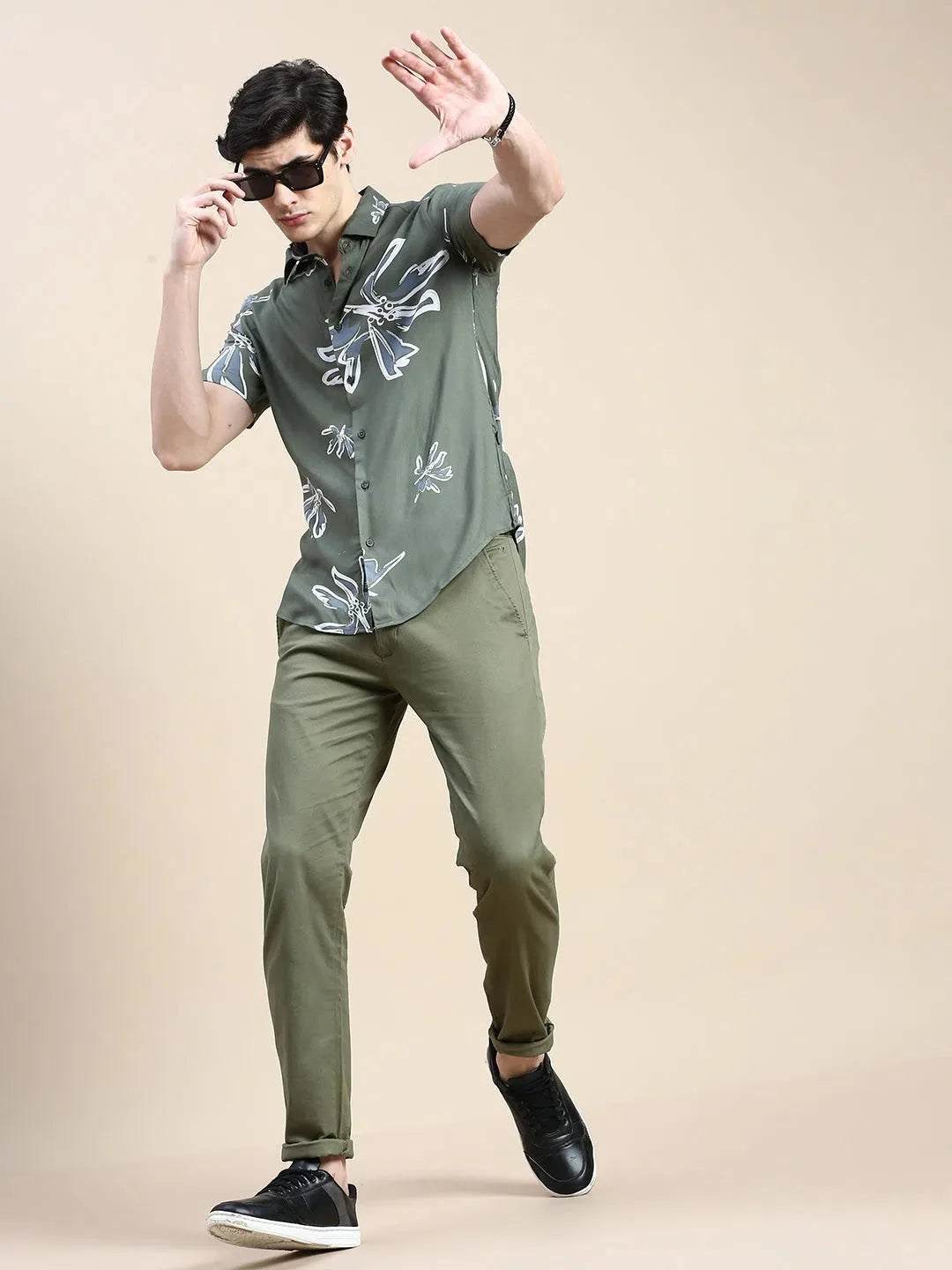 Men's Green Floral Cotton Shirt - Stylish Printed Shirt