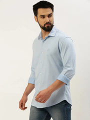 Men Blue Solid Casual Shirt-ATHERKNITS-4995-Blue