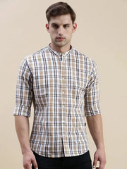 Men White Checked Casual Shirt-LAVINIA-0090-White