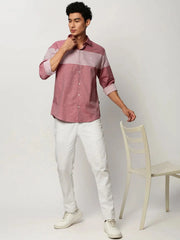 Men Pink Striped Casual Casual Shirts-HAPPYSTRIPE-169-Pink