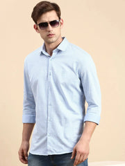 Men Blue Checked Casual Shirt-CELLOKNITS-4977-Blue