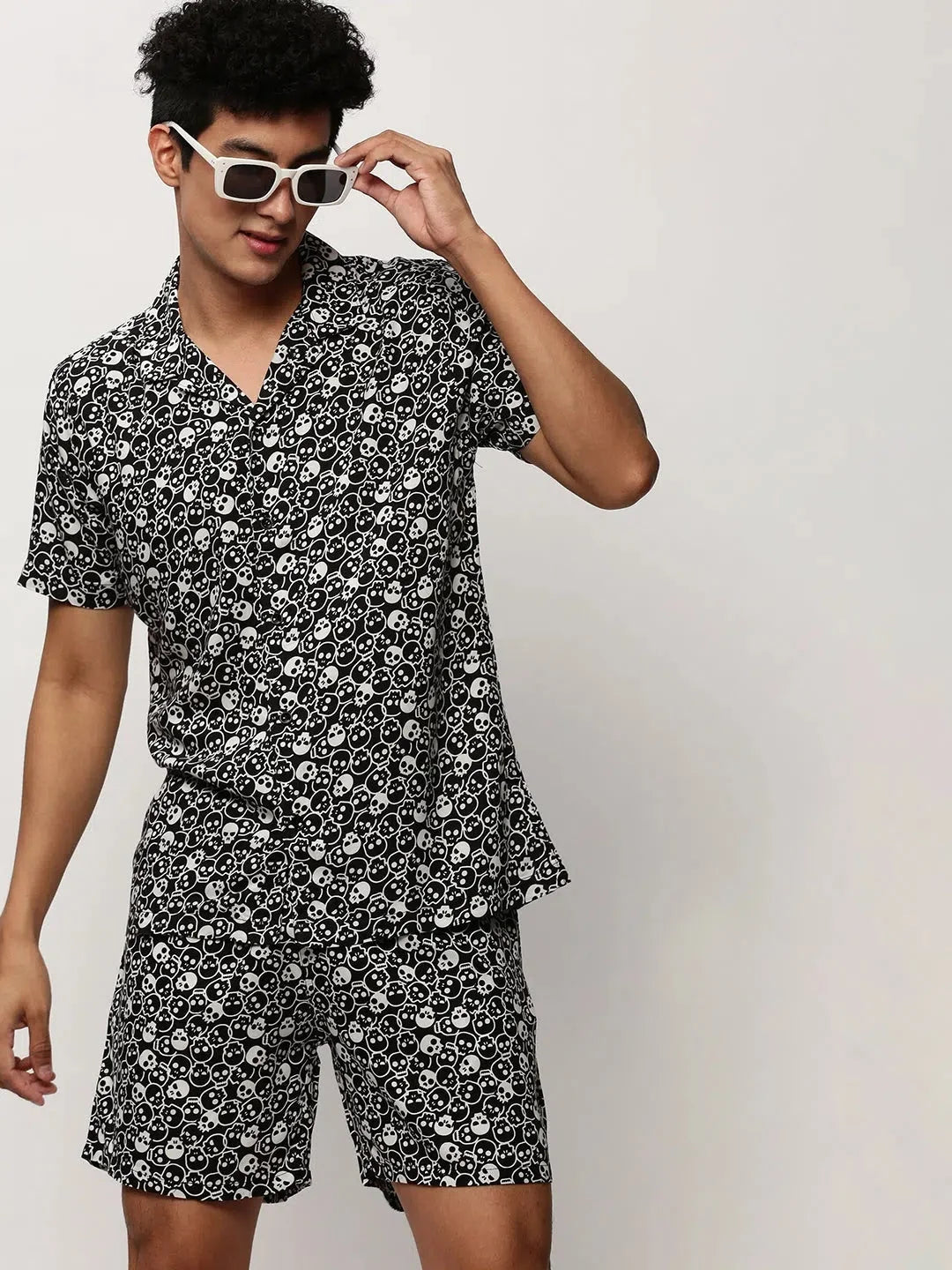Black Printed Co ord Sets Men - Casual Two Piece Sets Online