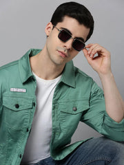 Men Green Solid Casual Shirt-KZ-12067-Green