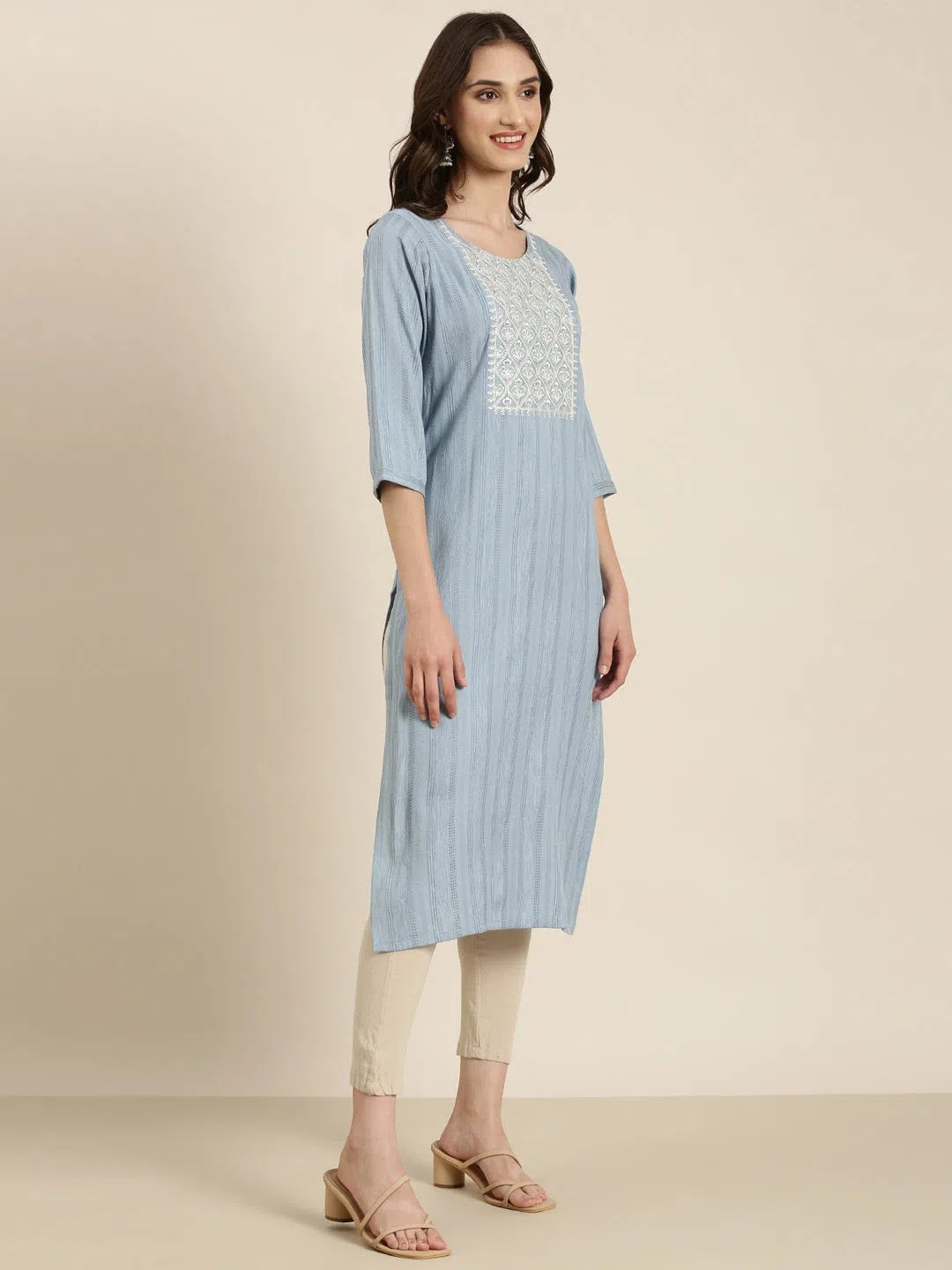Blue Solid Indian Kurtis | Cotton Kurtas for Women - DesiQlo