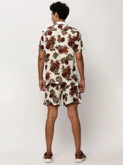 Men Cream Printed Casual Co ords-AM-98-20-Cream