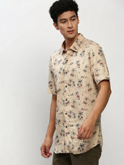Men Beige Floral Casual Casual Shirts-JUPITERPRINT-1773-Beige