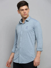 Men Blue Solid Casual Shirt-FORDKNITS-4477-Blue