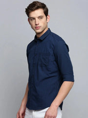 Men Navy Checked Casual Shirt-SOMNIUMCHECKS-2006-Navyblue