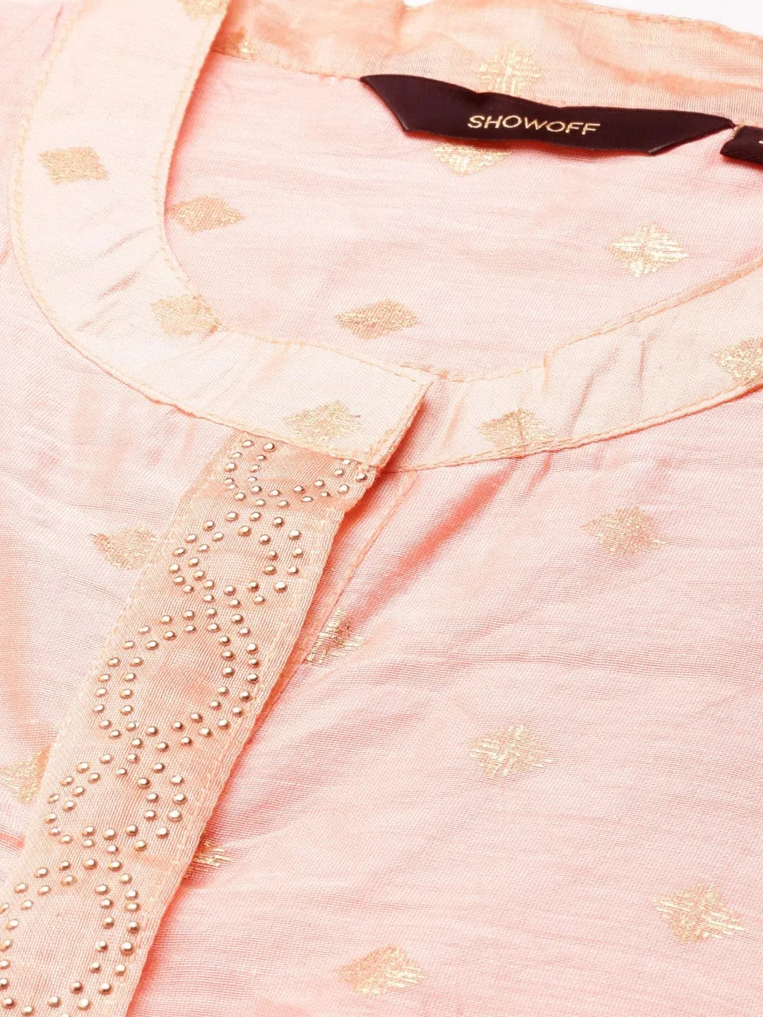 Peach Printed Indian Kurta Ladies | Cotton Straight Kurti