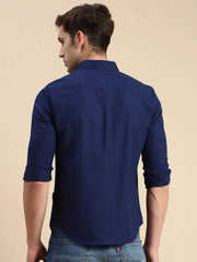 Men Navy Solid Casual Shirt-ALONZOPLAIN-5247-Navyblue