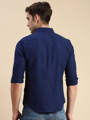 Men Navy Solid Casual Shirt-ALONZOPLAIN-5247-Navyblue