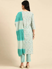 Women's Sea Green Printed Kurta Set-RF-1949eagreen