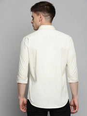 Men Beige Solid Casual Shirt-POSHMANPLAINS-4392-Cream