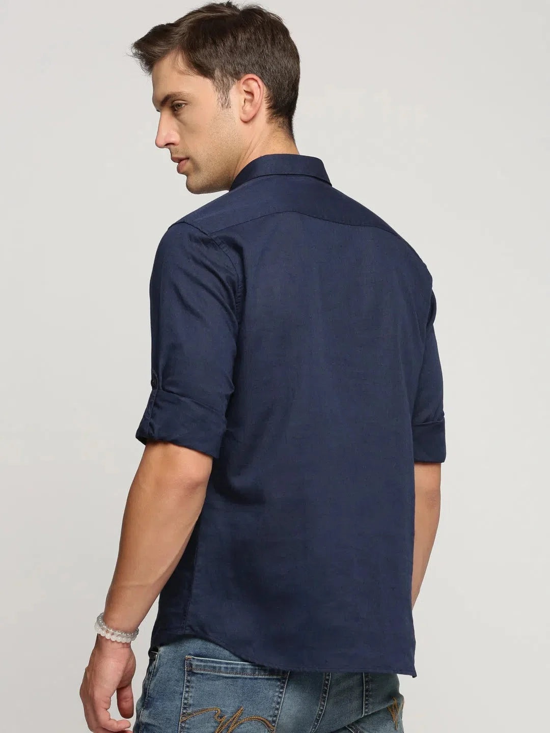 Navy Blue Short Kurta - Casual Linen Mens Kurta Pajama