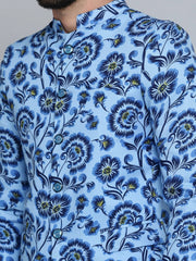 Men Blue Printed Blazer-SOBLZ-269-Blue