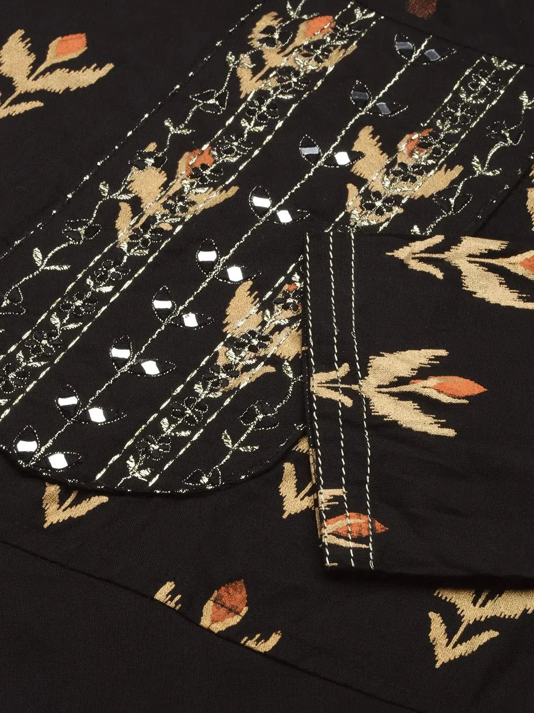 Coffee Brown Printed Cotton A-Line Indian Kurtis for Ladies