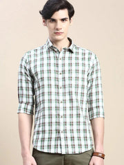 Men White Checked Casual Shirt-ALBACHECKS-73-White