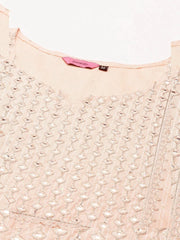 Women's Peach Printed Straight Kurta-AT-A371-K-Peach