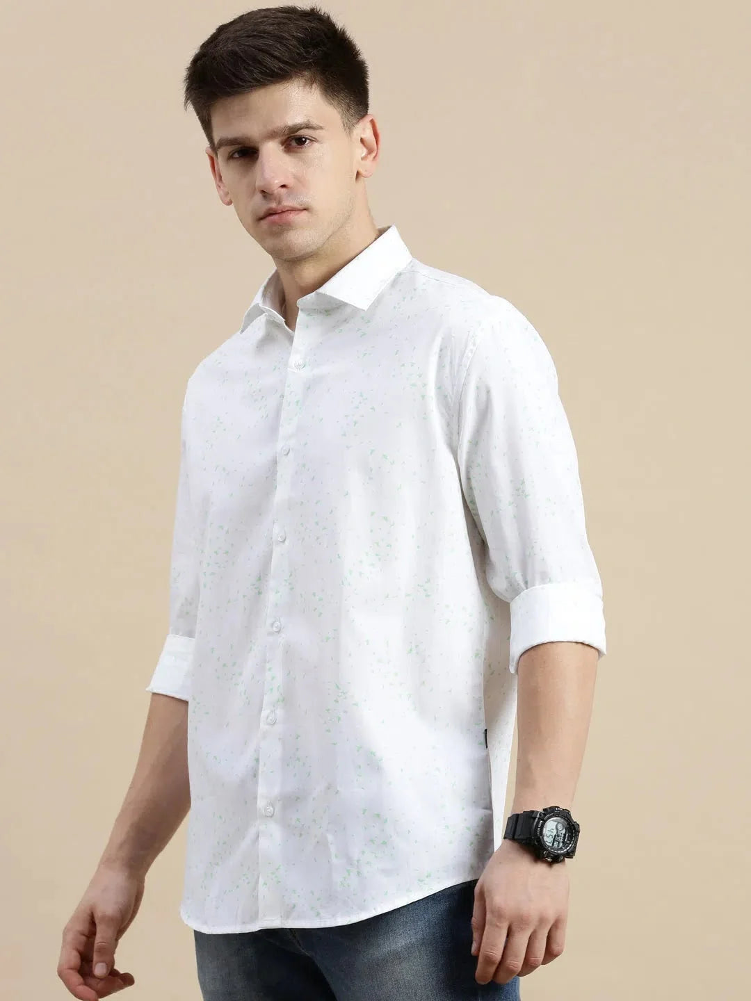 White Graphics Printed Shirt - DesiQlo Casual Mens Shirt