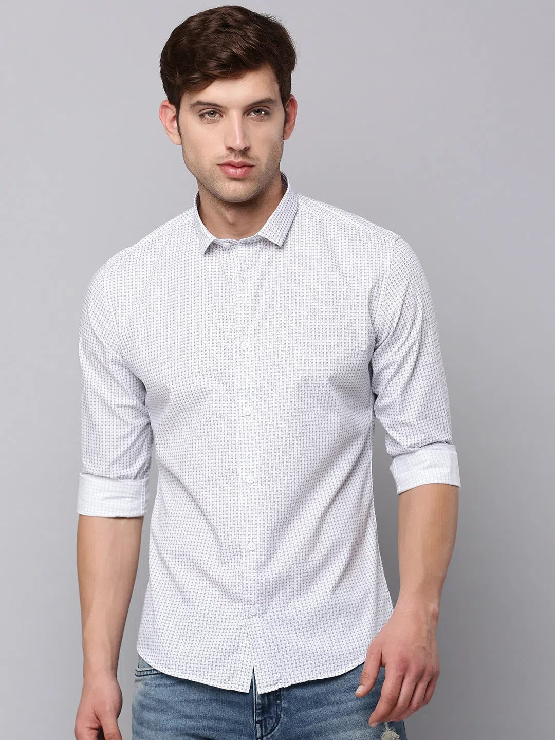 Trending White Printed Mens Shirt - Casual Cotton Shirt | DesiQlo