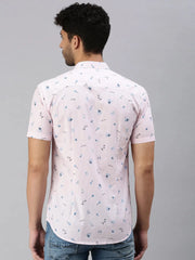 Men Pink Striped Casual Shirt-ROSEPRINT-1047-Pink
